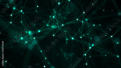 Abstract digital background. Big data visualization. Network connection structure. Science green background. 3d rendering.
