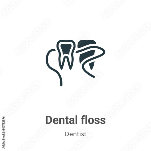 Dental floss vector icon on white background. Flat vector dental floss icon symbol sign from modern dentist collection for mobile concept and web apps design.