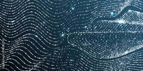 Curve lines silver glitter confetti garlands dots rain.