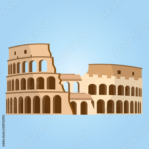 High quality, detailed most famous World landmark. Coliseum in Rome, Italy. Colosseum vector illustration. Travel vector