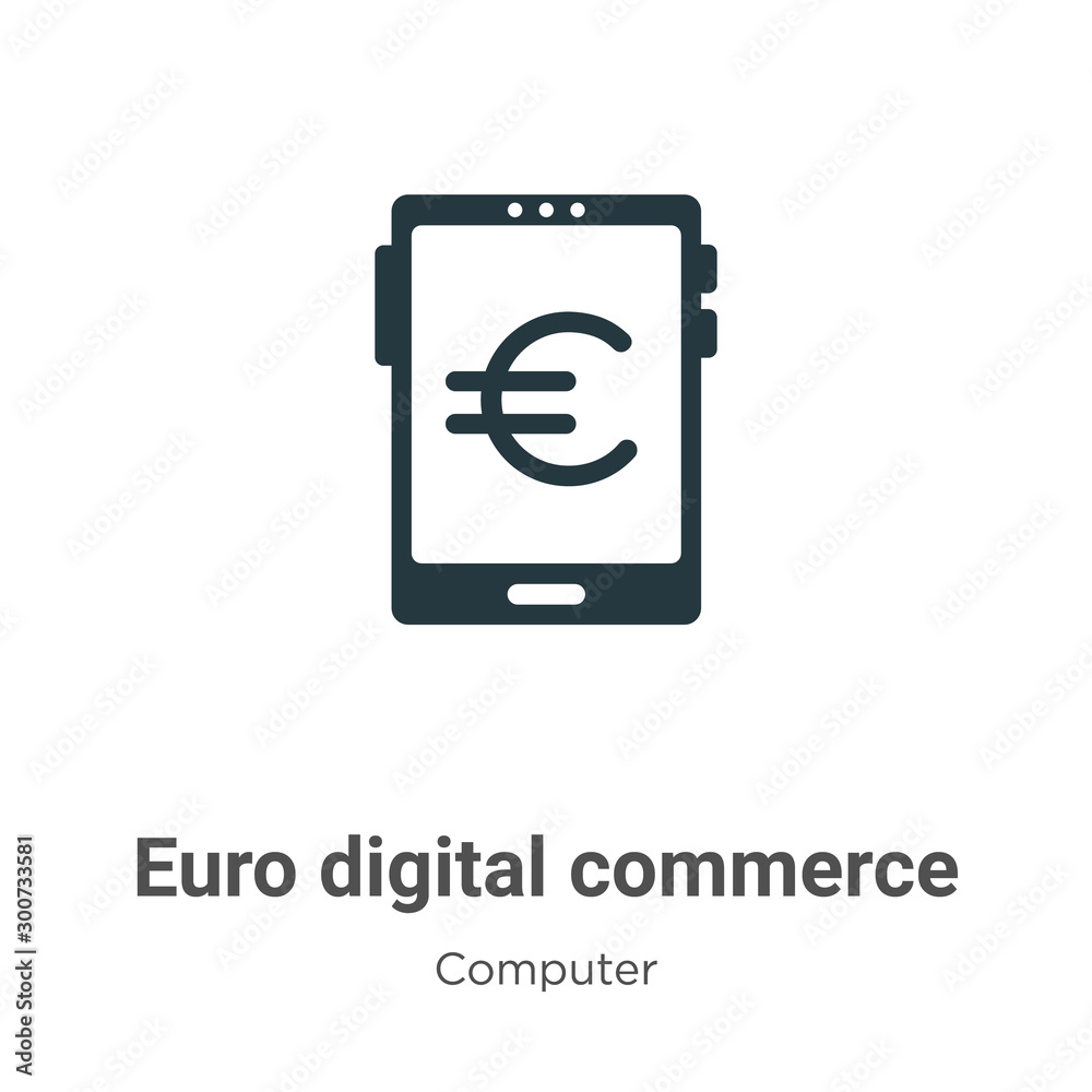 Euro digital commerce sign on tablet screen vector icon on white  background. Flat vector euro digital commerce sign on tablet screen icon  symbol sign from modern computer collection for mobile concept Stock