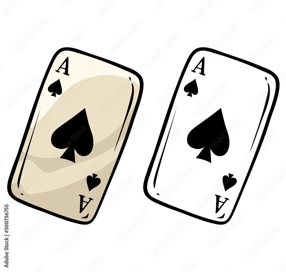Cartoon peak ace playing card. Isolated on white background. Vector ...