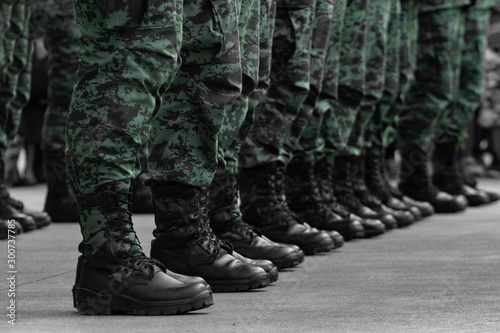 Botas de soldados formados