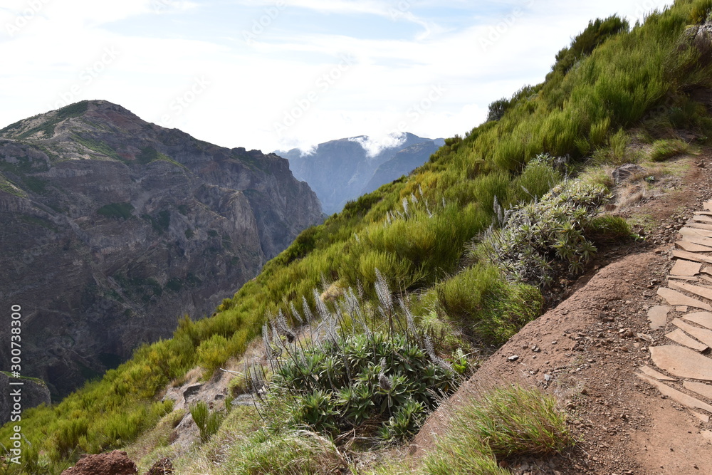 Hiking trail from Pico Arieiro to Pico Ruivo in Madeira, Portugal