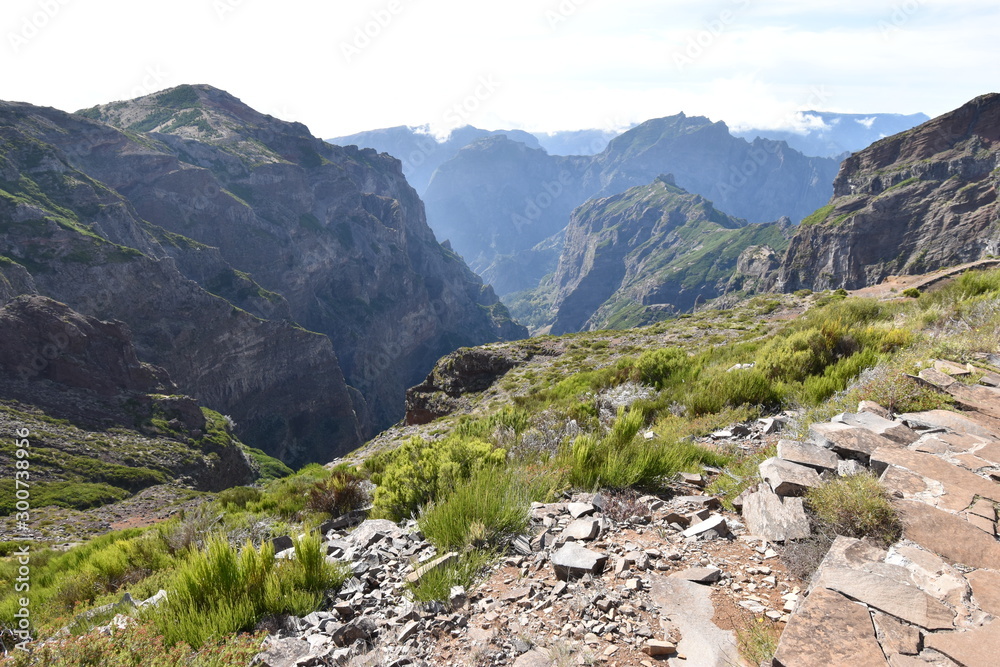 Hiking trail from Pico Arieiro to Pico Ruivo in Madeira, Portugal Hiking trail from Pico Arieiro to Pico Ruivo in Madeira, Portugal