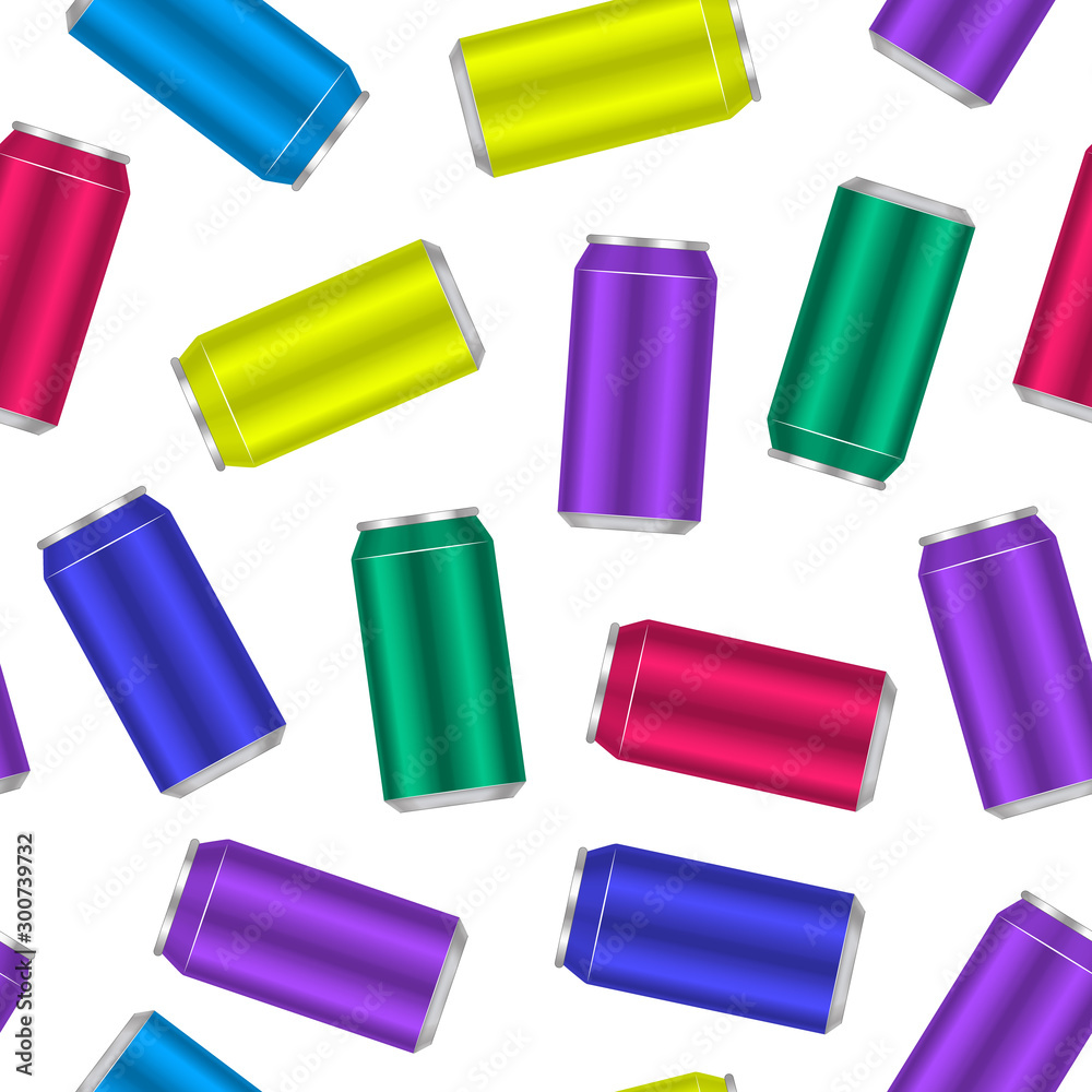 Realistic Detailed 3d Blank Metal Can Template Seamless Pattern Background. Vector Realistic Detailed 3d Blank Metal Can Template Seamless Pattern Background. Vector
