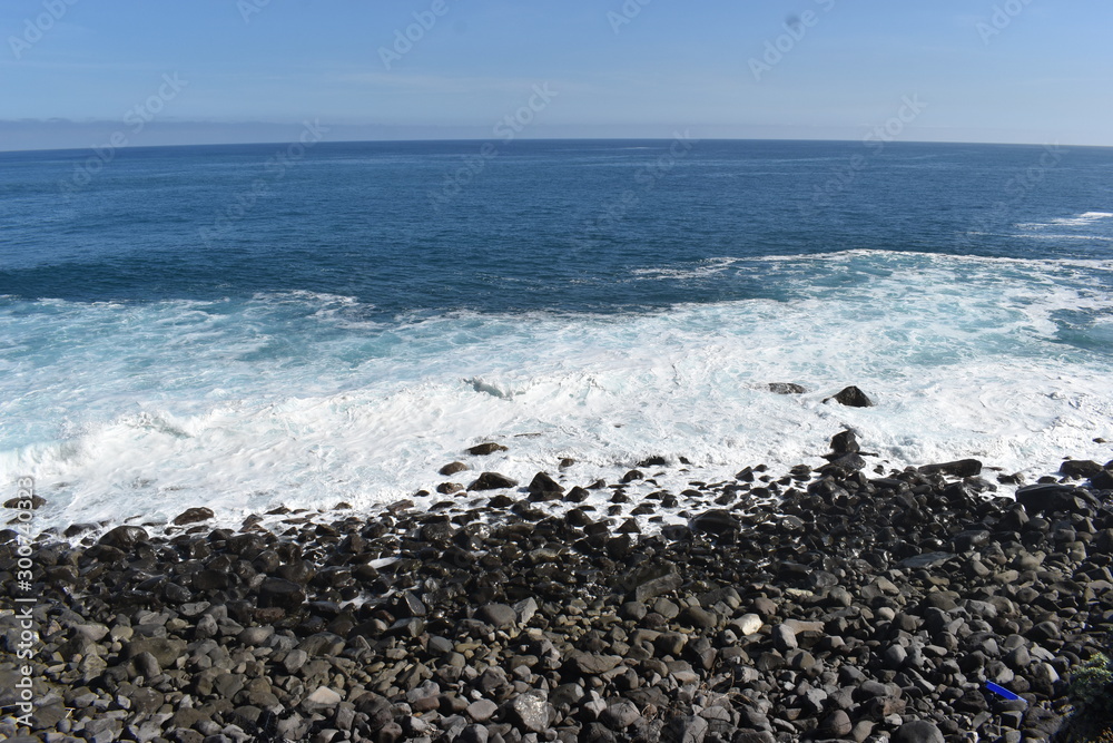 Hiking trail to Sao Lourenco with the blue ocean in Madeira, Portugal Hiking trail to Sao Lourenco with the blue ocean in Madeira, Portugal