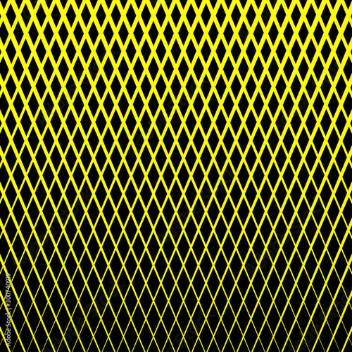 Abstract perspective rhombus or lines. Black rhombus on yellow background