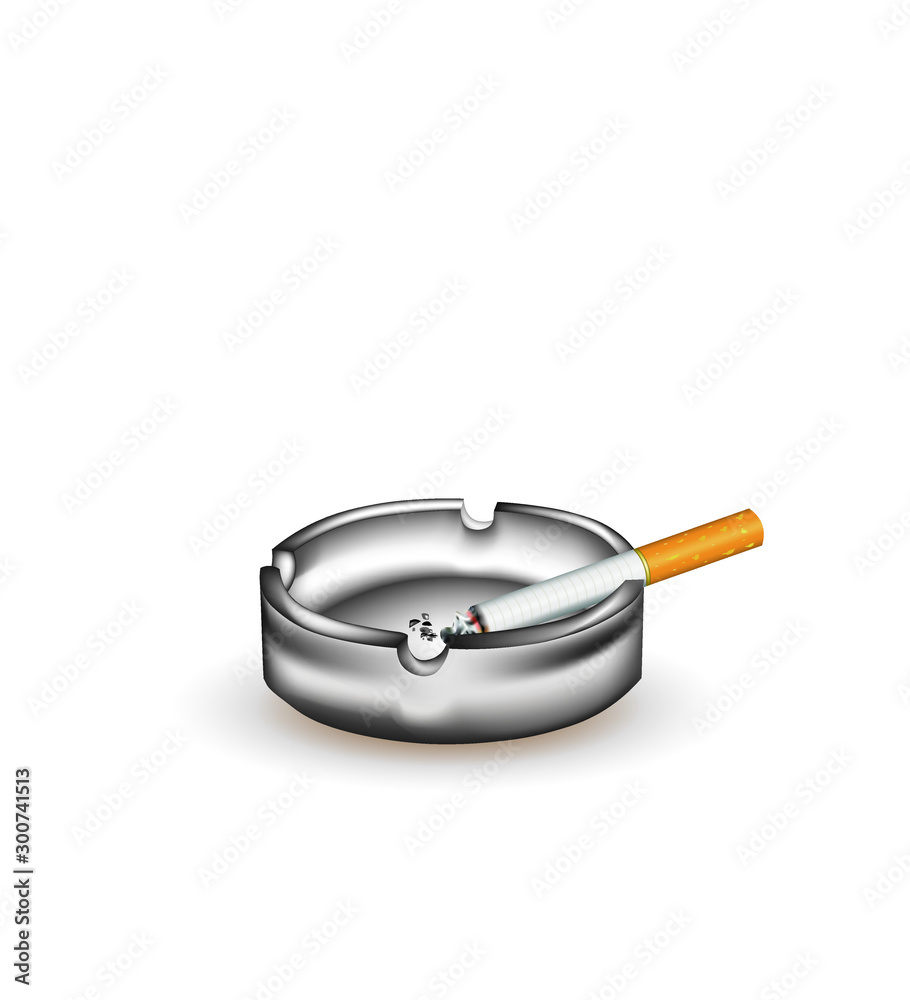 Fototapeta premium Ashtray and cigarette. vector illustration