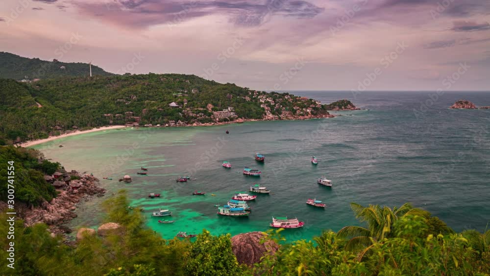 John suwan viewpoints, beautiful destination in koh tao (tao island) thailand and beautiful beach in sunset sky