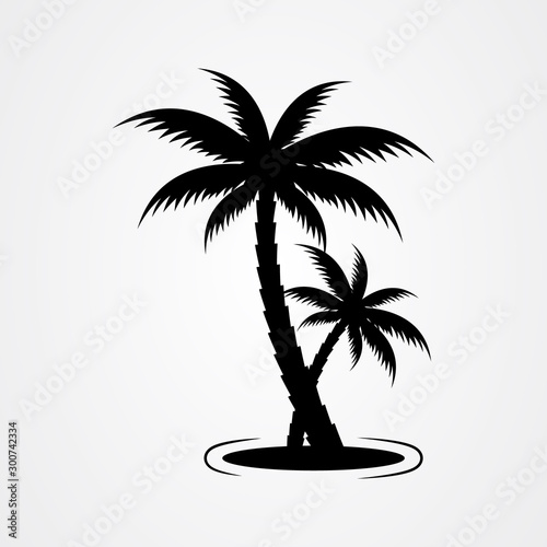 Palm tree silhouette icon. simple flat vector illustration