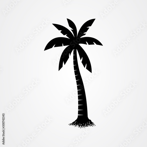 Palm tree silhouette icon. simple flat vector illustration