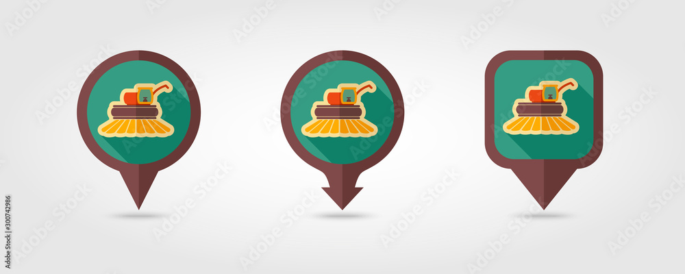 Combine harvester flat vector pin map icon Combine harvester flat vector pin map icon
