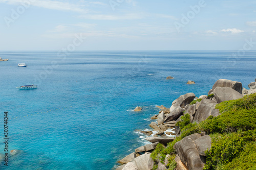 Beautiful view with blue sky and clouds on Similan island, Similan No.8 at Similan national park, Phuket, Thailand