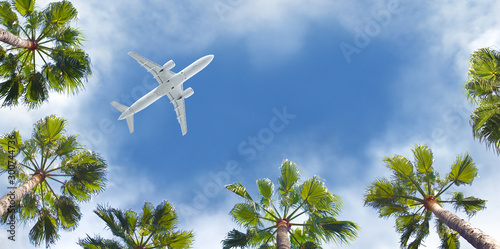 samolot-pasazerski-lecacy-nad-tropikalnymi-palmami