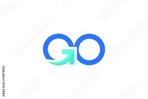 typography of GO with arrow sign on letter G ready to use