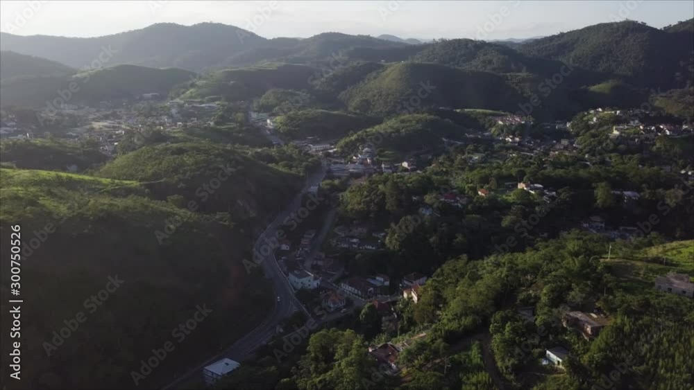 Aerial view above main road running through Mendes, Rio de Janeiro, Brazil. Aerial view above main road running through Mendes, Rio de Janeiro, Brazil.