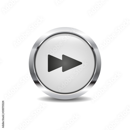 Forward icon vector image round 3d button with metal frame