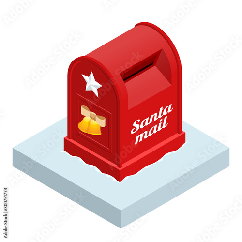 Isometric Red Santa Letterbox isolated on white background
