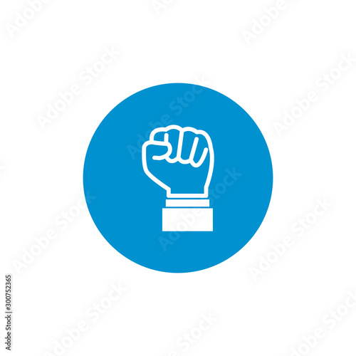 Raised fist - symbol of victory, strength, power and solidarity flat vector icon button for apps and websites. Stock Vector illustration