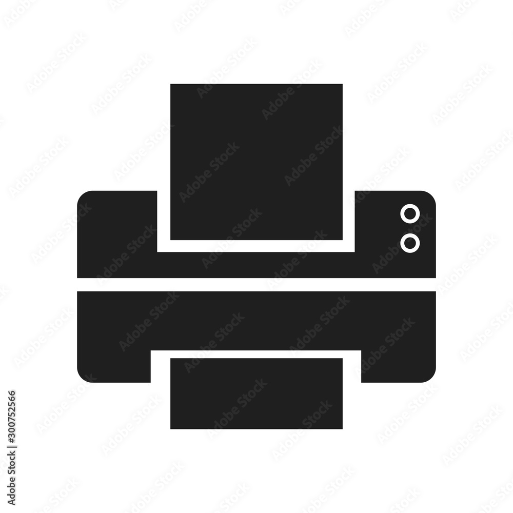 Printer icon flat vector black shape design illustration Printer icon flat vector black shape design illustration