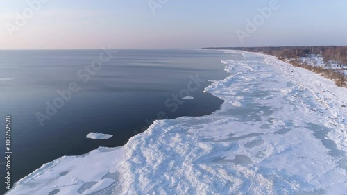 Wallpaper Mural Frozen sea shore in winter - aerial drone shot Torontodigital.ca