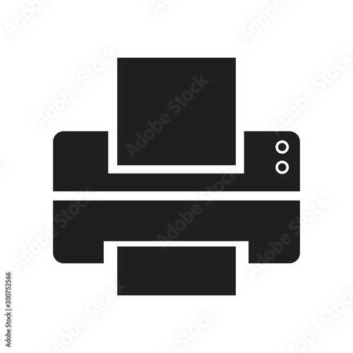Printer icon flat vector black shape design illustration