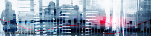 Wallpaper Mural Abstract finance chart with red and Blue line graph. Finance data concept. Torontodigital.ca
