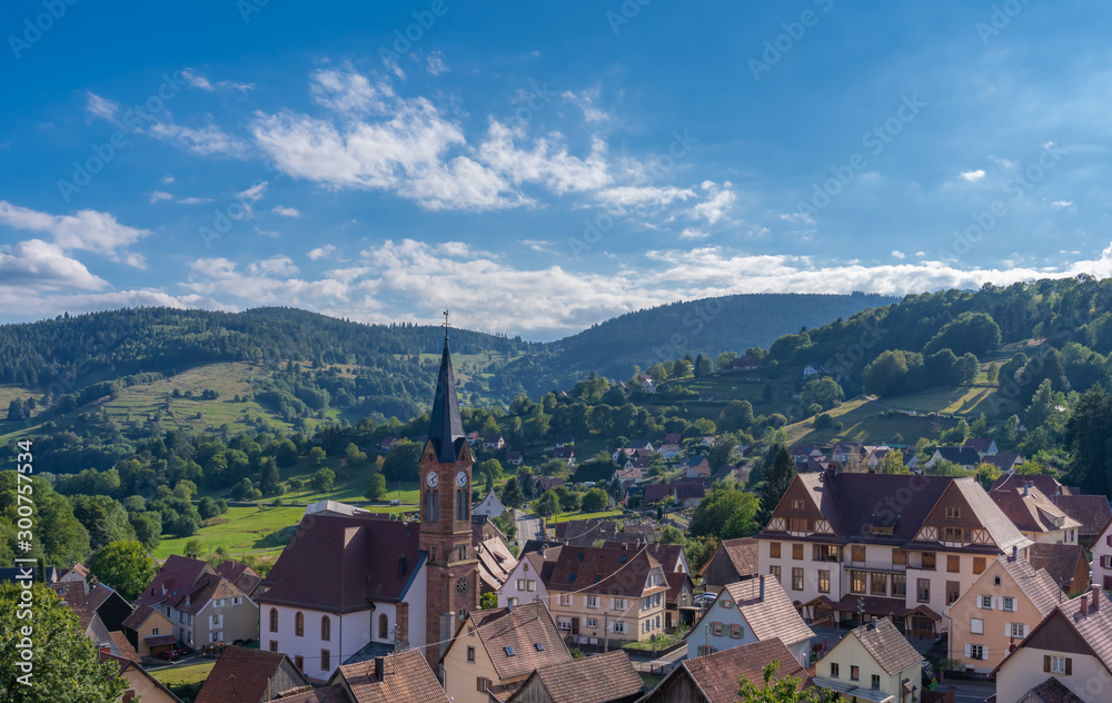 Soultzeren, France - 09 13 2019: View on the charming village