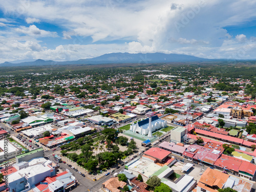 Beautiful aerial view of Liberias church and park in Costa Rica photo