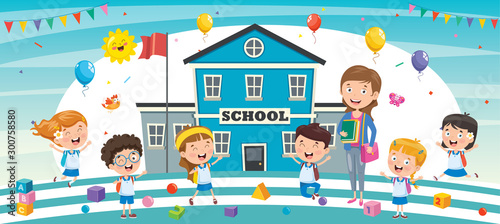 Little Students With Their Teacher