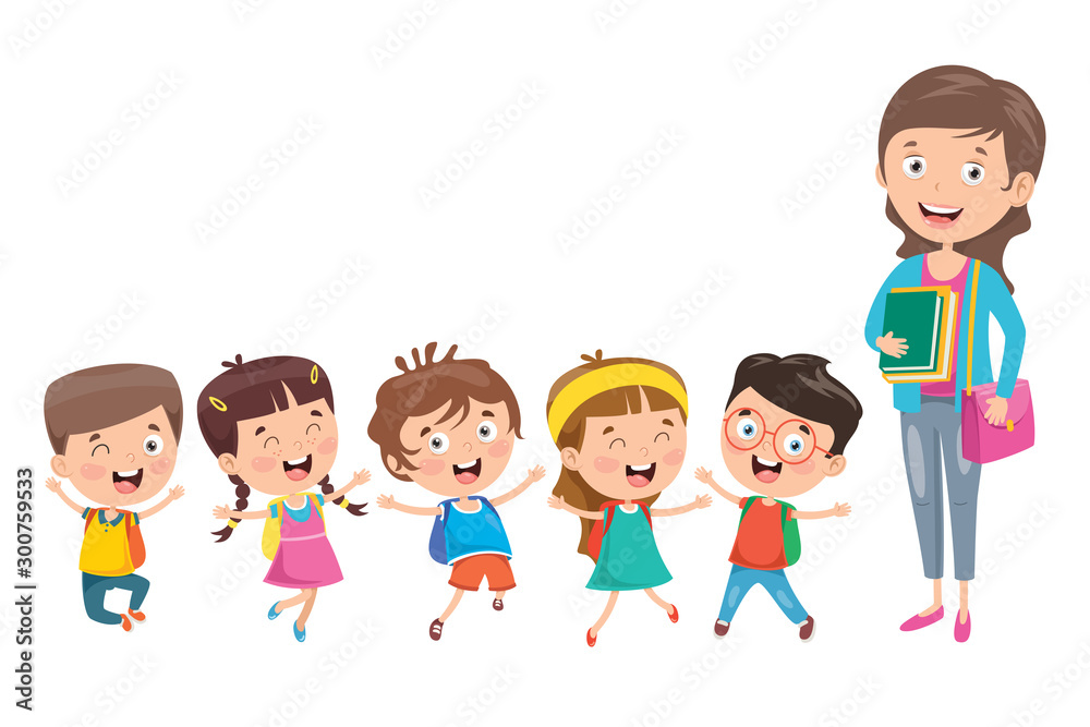 Little Students With Their Teacher Little Students With Their Teacher