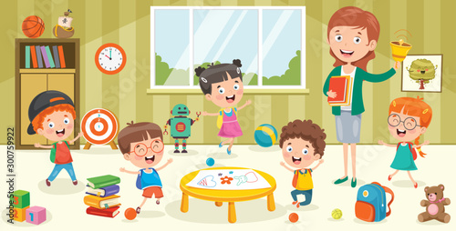 Little Students With Their Teacher