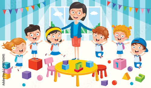 Little Students With Their Teacher
