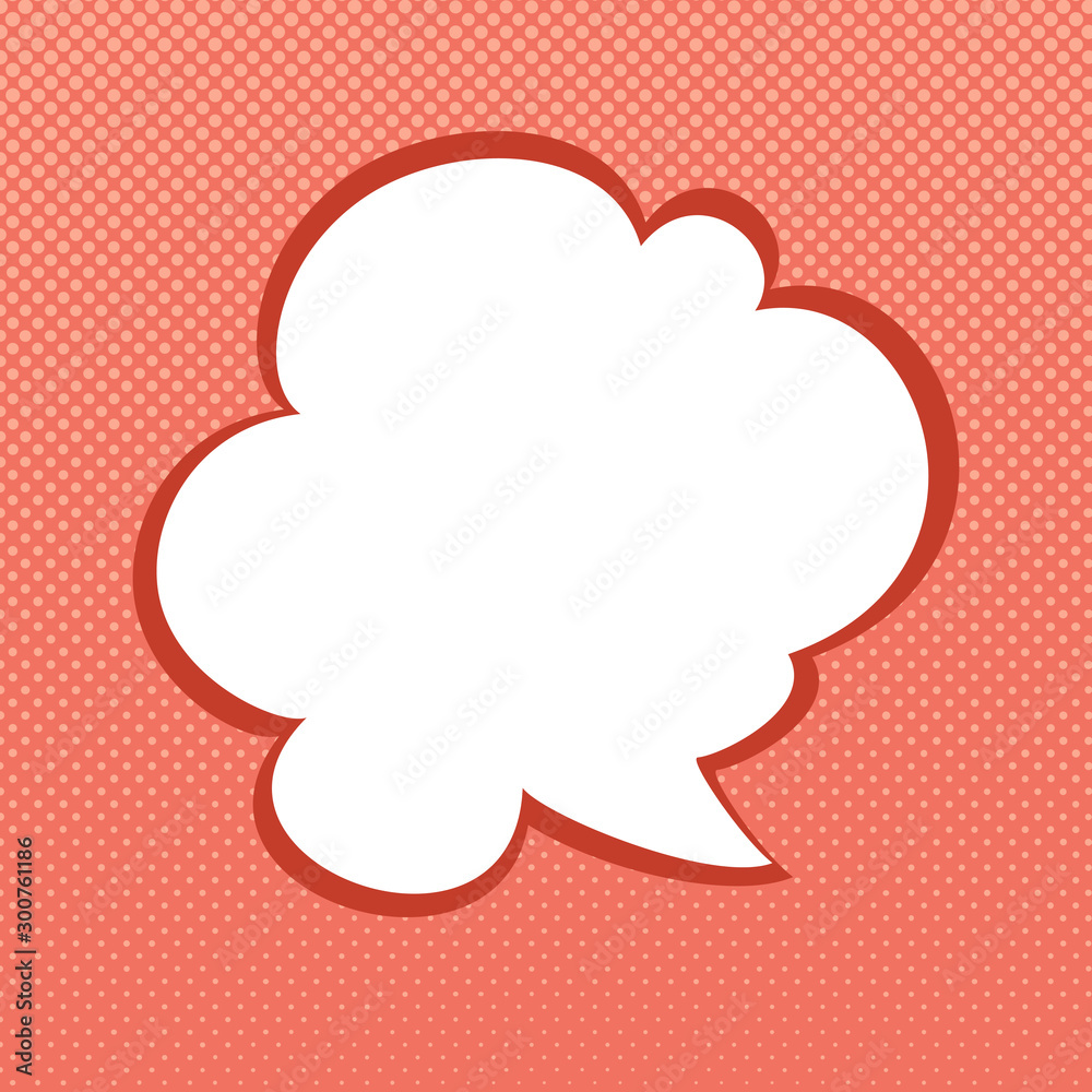 Speech Bubble on Coral Pop Art Background with Dots , Conversation on Halftone Retro Style Background, Vector Illustration