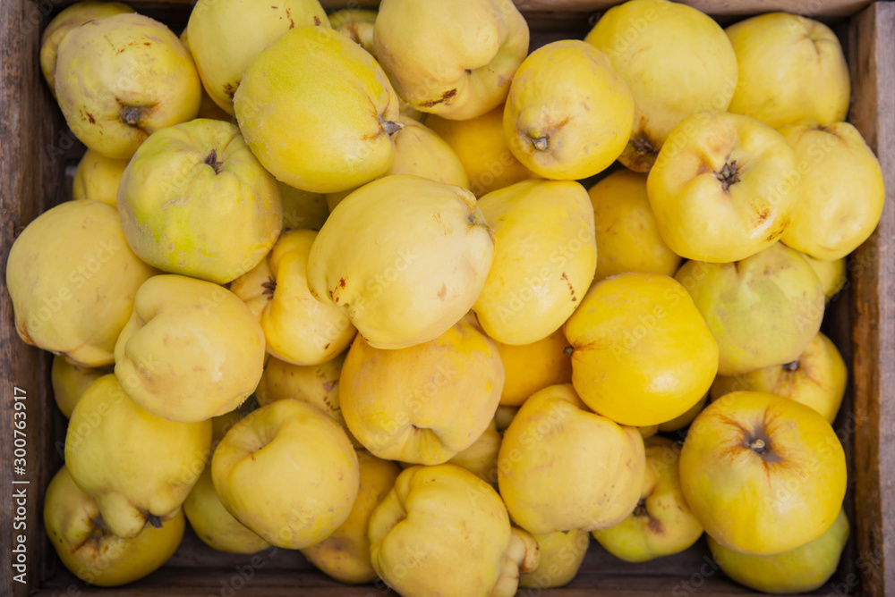 Quince fruit in a basket