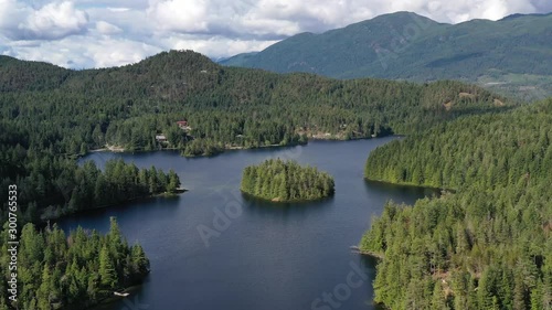 Wallpaper Mural Aerial View at Mountain Lake with Dramatic Clouds in British Columbia, Canada. 4K. Torontodigital.ca