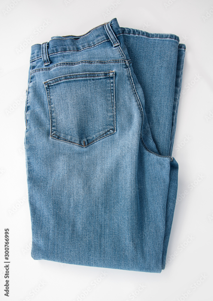 Pair of Denim Blue Jeans Isolated Stock-Foto | Adobe Stock