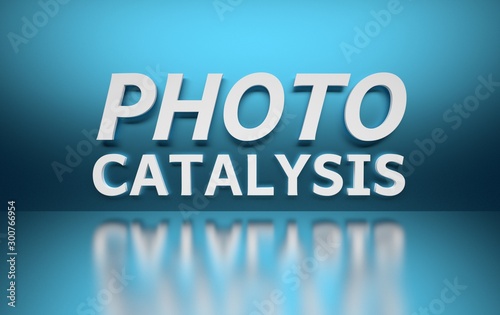 Vászonkép Phrase words Photo Catalysis written in bold white letters on blue reflective background
