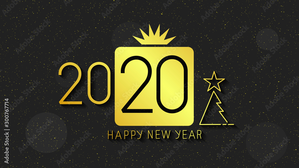 Naklejka premium Happy New Year 2020 Logo Text Design. Cover Of Business Diary For 2020 With Wishes. Brochure Design Template, Card, Banner. Vector