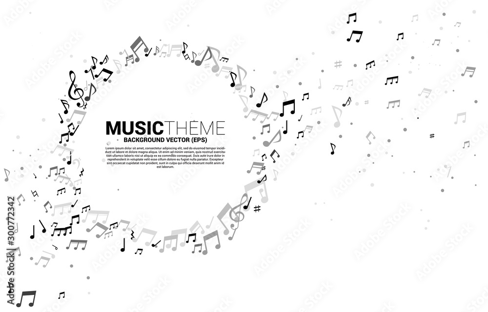 Vector template banner and poster music melody note dancing flow . Concept  background for song and concert theme. Stock Vector | Adobe Stock