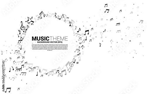 Vector template banner and poster music melody note dancing flow . Concept background for song and concert theme.
