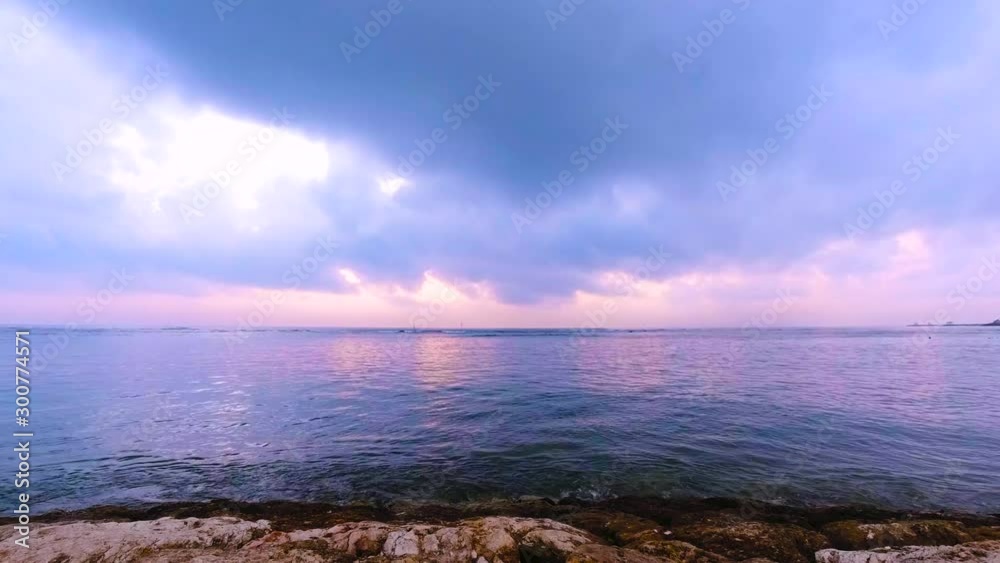 sunrise over the horizon with clouds - 4k timelapse video 