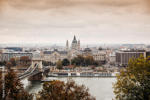 Autumn in Budapest - a view over Danube River and Parliament © katarzynapracuch