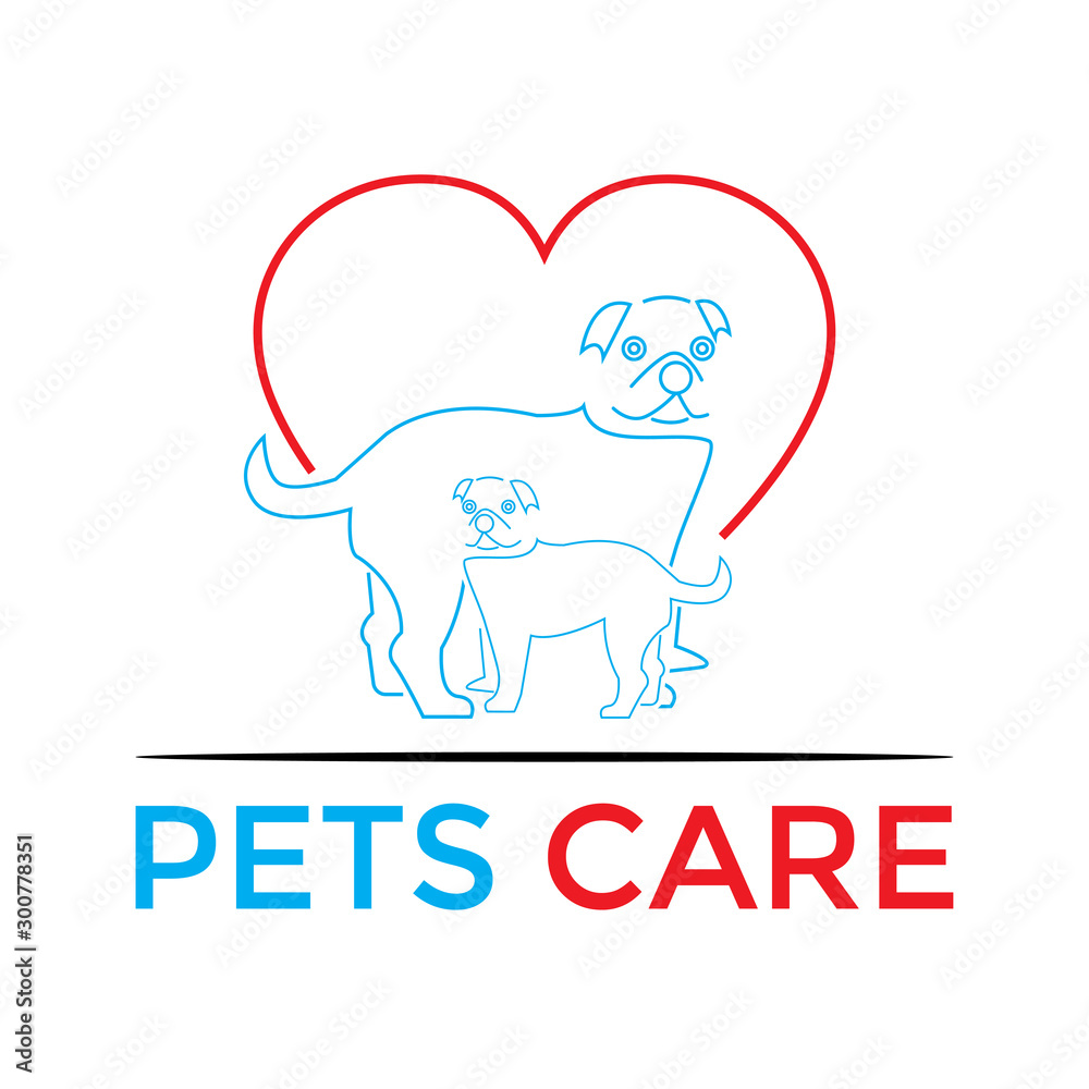 Obraz premium pet care icons, cute dog animal concepts