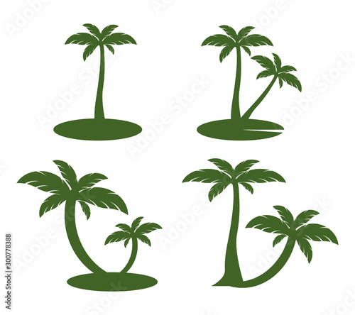 vector design of palm and sun logo. summer sign or symbol.