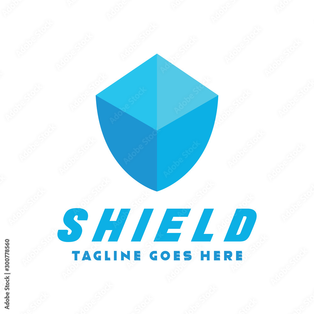 Obraz premium Flat Blue Shield Logo Design Inspiration For Business And Company