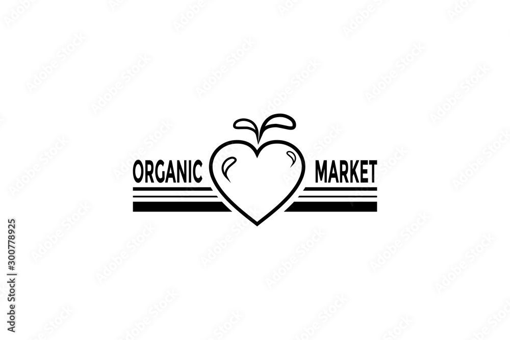 Farmer's market banner. Local farming. Eco, fresh products, certified logo marks for organic farming, food stores, healthy fresh products. Design illustration of agricultural background