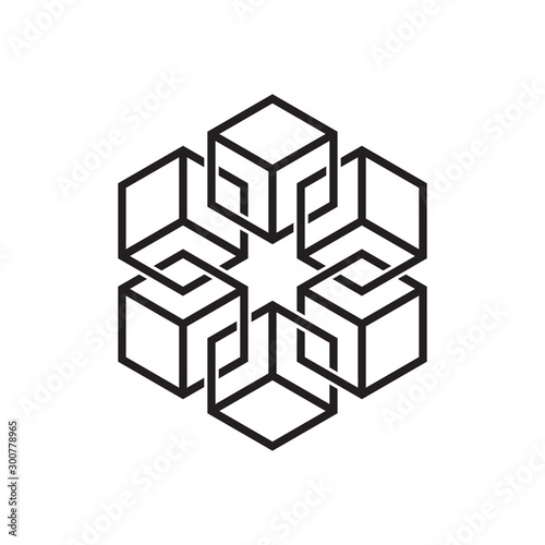 Technology Blockchain logo with line art concept. future technology sign or symbol. cryptocurrency 