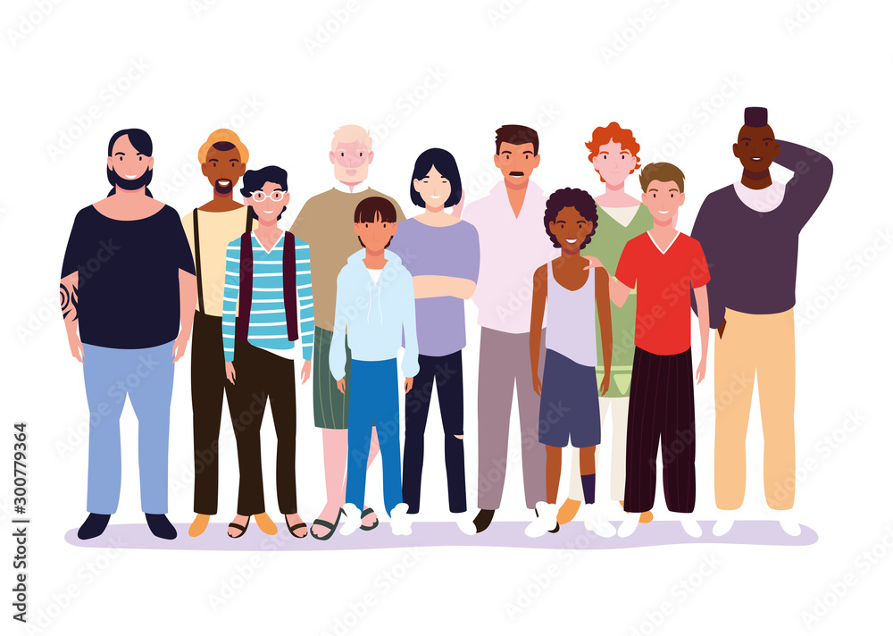 Obraz premium men standing with different poses on white background